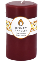 Pure Beeswax Candle Round Pillar (Burgundy) - 5 x 3