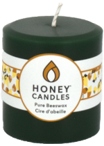 Pure Beeswax Candle Round Pillar (Forest Green) - 3 x 3