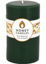 Pure Beeswax Candle Round Pillar (Forest Green) - 5 x 3