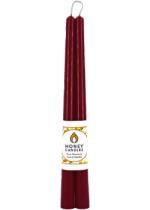 Pure Beeswax Candle Taper Pairs (Burgundy) - 12 Inches x 2