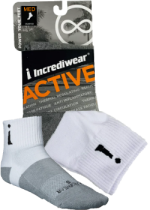 Active Socks (Quarter Height, White, Med) - 1 Pair