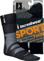 Thin Sport Socks (Crew Height, Black, LG) - 1 Pair