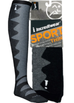 Thin Sport Socks (Knee High, Black, LG) - 1 Pair