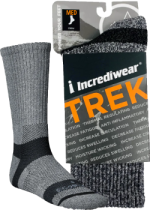 Trek Socks (Crew Height, Grey, Med) - 1 Pair