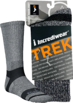 Trek Socks (Crew Height, Grey, XL) - 1 Pair