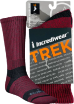 Trek Socks (Crew Height, Red, LG) - 1 Pair