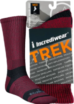 Trek Socks (Crew Height, Red, Med) - 1 Pair