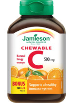Vitamin C Chewable 500mg (Tangy Orange) - 100 + 20 Tabs BONUS