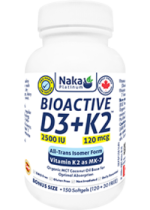 Bioactive D3 + K2 (Mk-7 Form) 2,500iu + 120 mcg - 150 Softgels