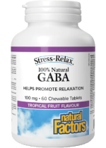 Stress-Relax 100% Natural Gaba 100mg (Tropical Fruit) - 60 Chew Tabs