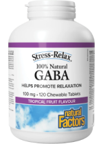 Stress-Relax 100% Natural Gaba 100mg (Tropical Fruit) - 120 Chew Tabs