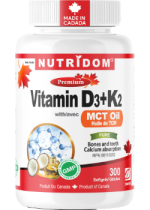 Vitamin D3 + K2 With MCT Oil - 300 Softgels