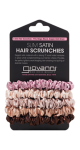 Slim Satin Hair Scrunchies (Pink, Beige, Mauve, Copper & Dark Brown) - 5 Pack