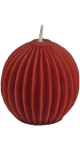 Pure Beeswax Candle Ornamental Fluted Sphere (Burgundy) - 3 x 2 3/4 Inches