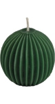 Pure Beeswax Candle Ornamental Fluted Sphere (Forest Green) - 3 x 2 3/4 Inches