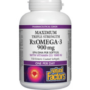 RxOmega-3 Maximum Triple Strength 900mg With Vitamin D3 1,000iu - 150 Softgels