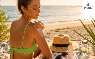 Burns and sunburn article for summer skin care and sun exposure support