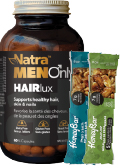View Natra HAIRlux For Men 60 Caps - 60 Caps plus 2 Honey Bars FREE