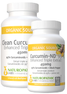 View Naturopathic Labs Clean Curcumin Enhanced Triple Extract 450mg - 120 + 60 Caps FREE