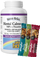 View Natural Factors Stress Relax Mental Calmness 120 Chewable Tablets - 3 Honey Bars FREE