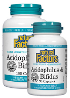 Natural Factors Acidophilus & Bifidus Double Strength 180 Plus 90 Caps FREE
