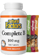 View Natural Factors Complete Vitamin B 100mg 180 Tablets Plus 3 Honey Bars FREE