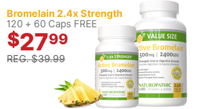 View Naturopathic Labs Bromelain 2.4x Strength 120 + 60 Caps FREE