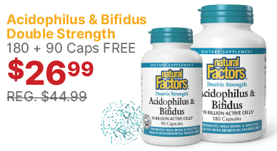 View Natural Factors Acidophilus & Bifidus Double Strength 180 + 90 Caps FREE