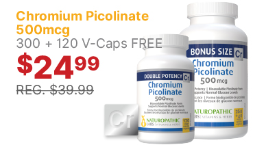 View Naturopathic Labs Chromium 500mcg - 300 + 120 V-Caps FREE