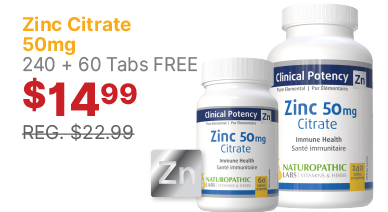 View Naturopathic Labs Zinc Citrate 50mg 240 + 60 Tabs FREE