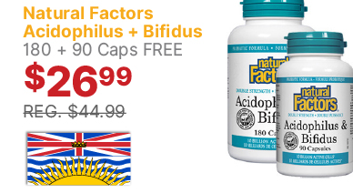 View Natural Factors Acidophilus and Bifidus 180 + 90 Caps FREE