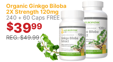 View Naturopathic Labs Organic Ginkgo 120mg - 240 + 60 Caps FREE