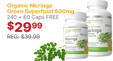 View Naturopathic Labs Organic Moringa 600mg - 240 + 60 Caps FREE