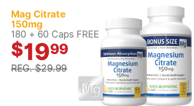 View Naturopathic Labs Magnesium Citrate 150mg - 180 + 60 Caps FREE